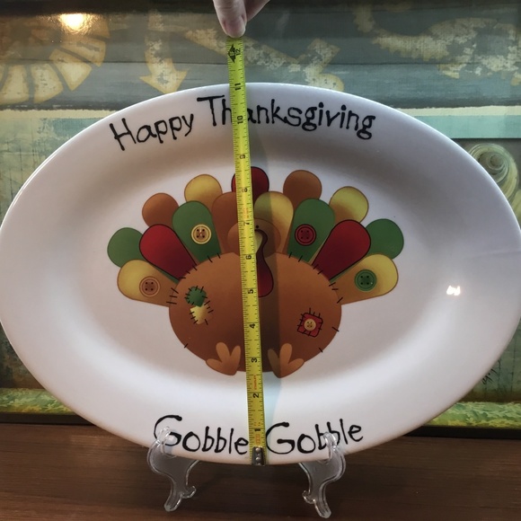 Adorable Ceramic Turkey Platter 15.5” x 11” Gobble Gobble ~ Thankgiving - Picture 4 of 7